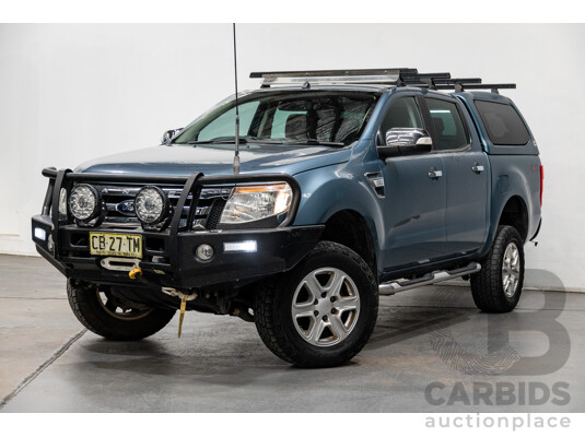 11/2014 Ford Ranger XLT (4x4) PX Dual Cab Utility Gunmetal Blue 3.2L Turbo Diesel