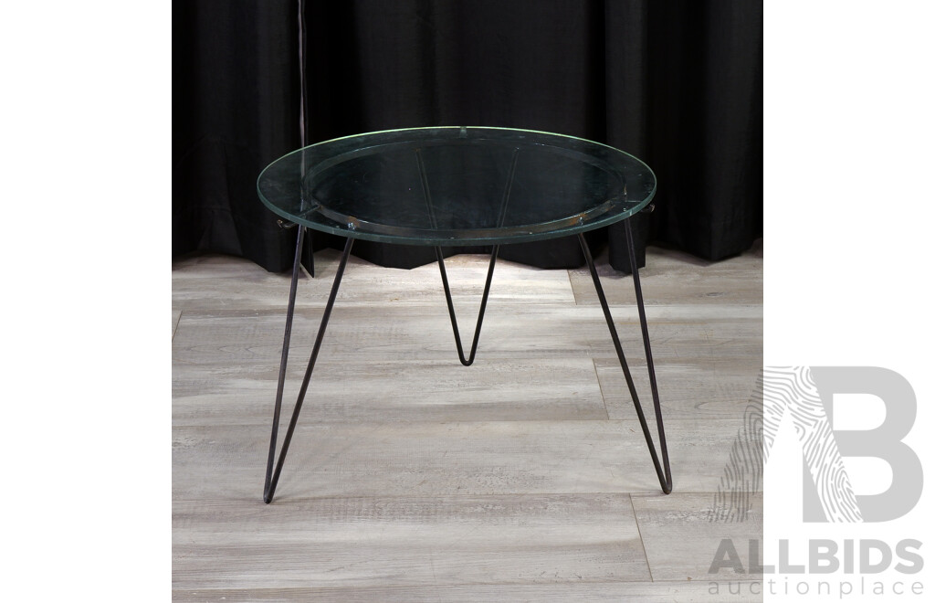 Metal Based Side Table with Glass Top