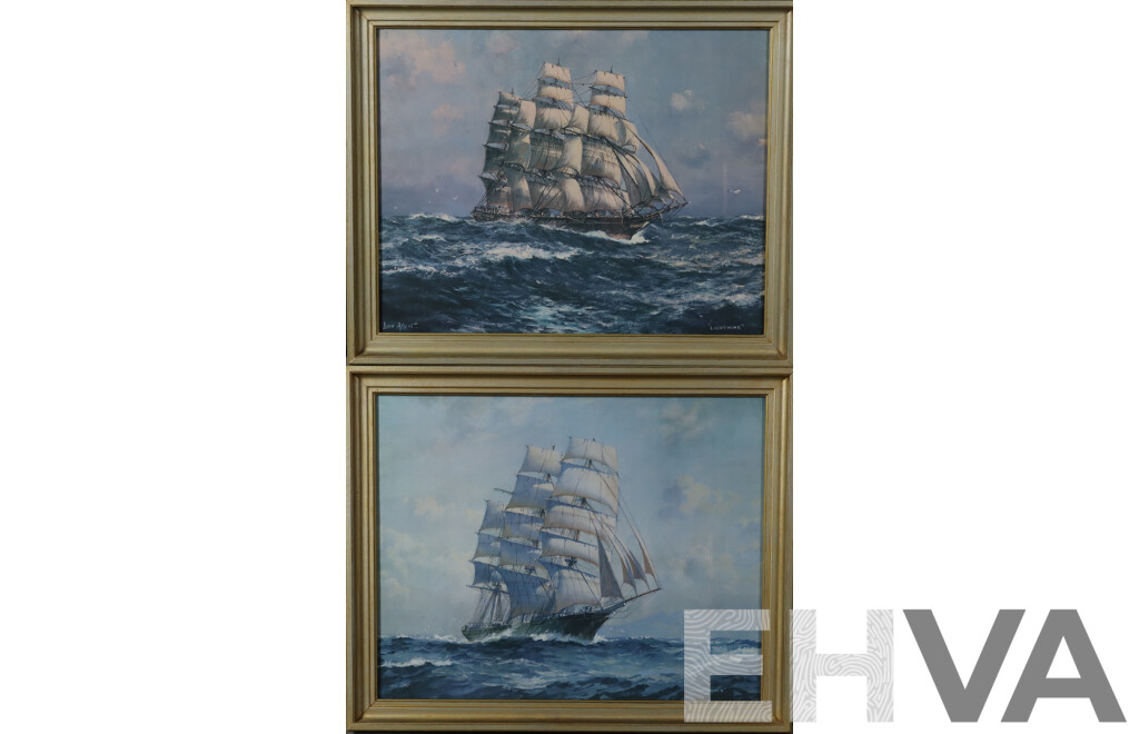 John Allcot, (Australian, 1888-1973), Lightning and Thermopolyae, Pair of Reproduction Prints of the Originals, 48 x 58 cm (frames)
