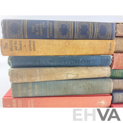 Collection of Antique and Vintage Hard Cover Books Including the Letters of Queen Victoria, John Murray, 1908, Gulliver's Travels, Jonathan Swift, 1937, a Caribbean Mystery, Agatha Christie, the Black Arrow, Robert Louis Stevenson,.......