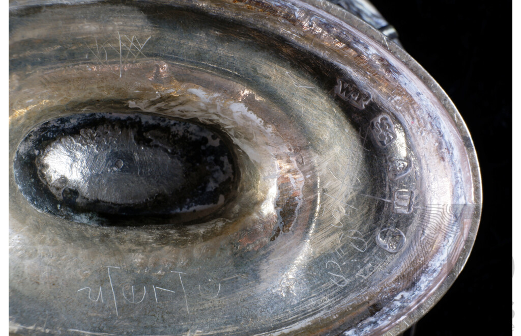 Antique Sterling Silver Bon Bon Dish in Basket Form with Blue Liner, London, 1867