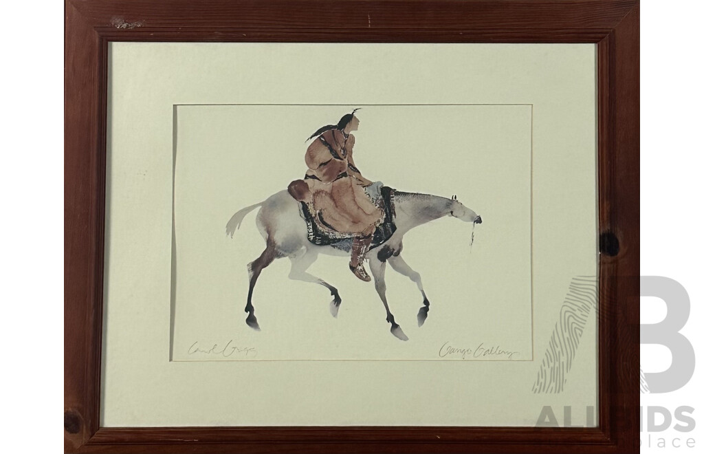 Carol Grigg, (20th Century, American, 1943-), Cherokee Riders, Pair of Quality Reproduction Prints of Original Watercolours, 56 x 68 cm (frames) (2)