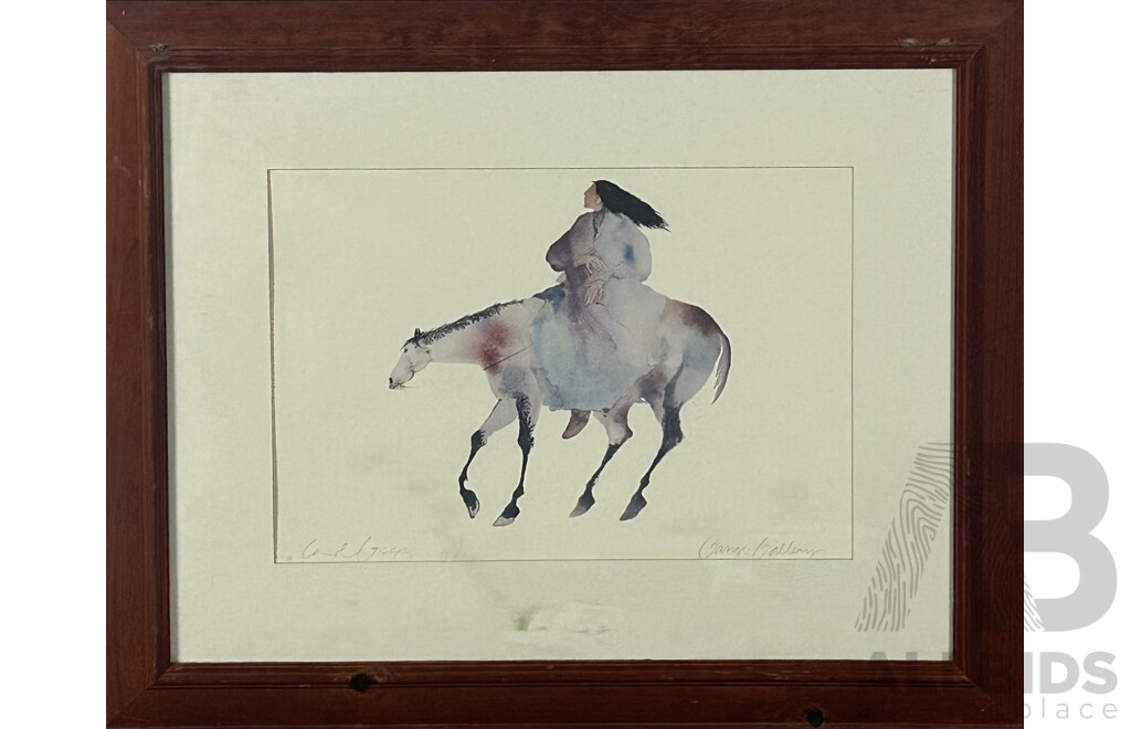 Carol Grigg, (20th Century, American, 1943-), Cherokee Riders, Pair of Quality Reproduction Prints of Original Watercolours, 56 x 68 cm (frames) (2)