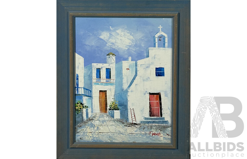 M.Hivae(?), (Date Unknown), Greek Island Summer Day, Acrylic on Canvas, 51.5 x 41.5 cm (frame)