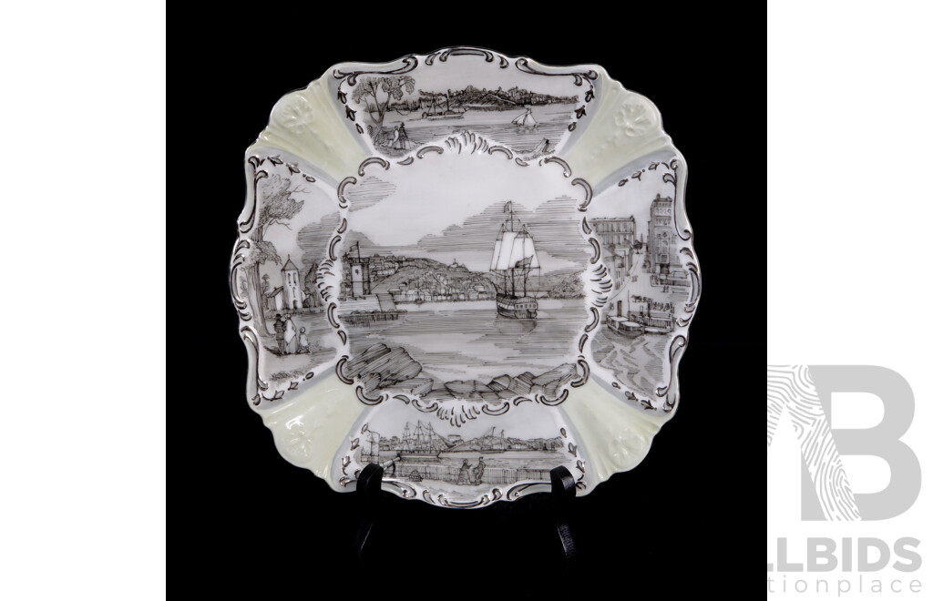 Val Johnson, Early Scenes of Sydney, Hand-Painted Porcelain Plate