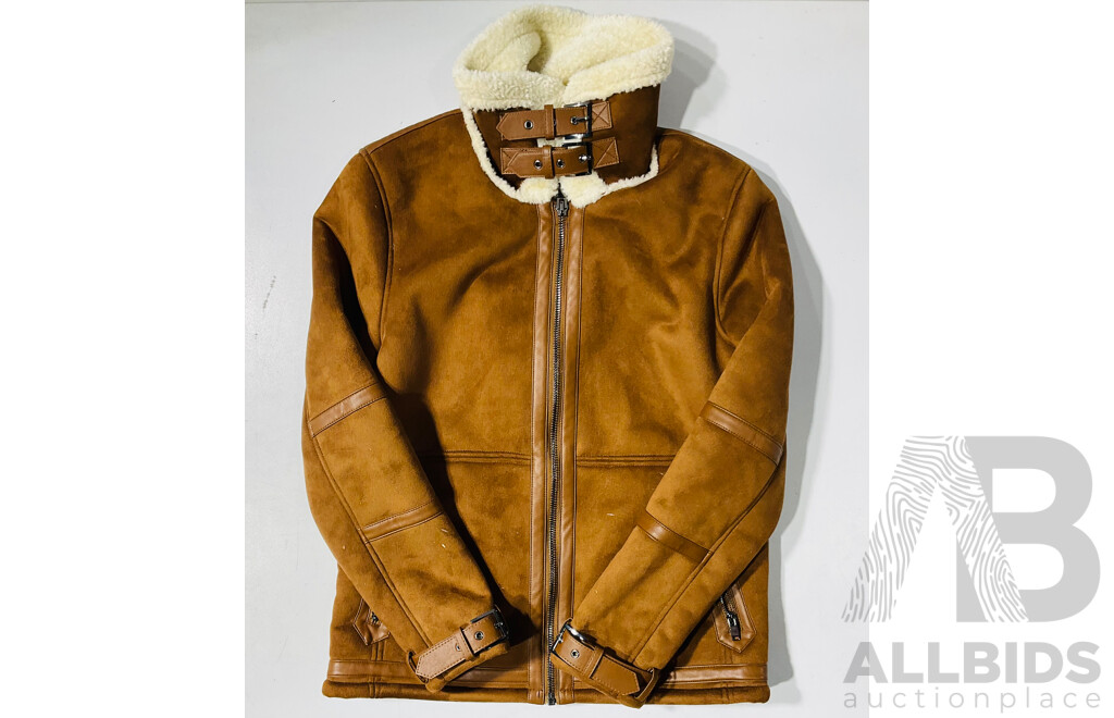 Faux-sheepskin Bomber Jacket From Blaq Melbourne - Size L