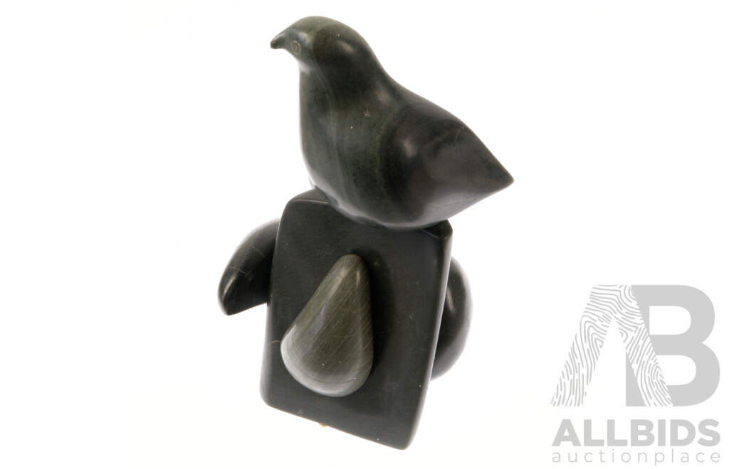 Retro Hand Made Belcher Island Inuit Sanikiluaq Soapstone Sculpture by Annie