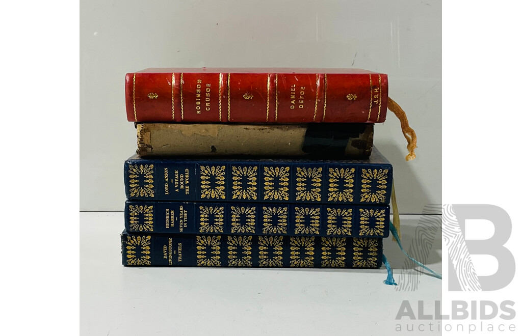 Collection of Vintage Hardcover Books Including Robinson Crusoe and More