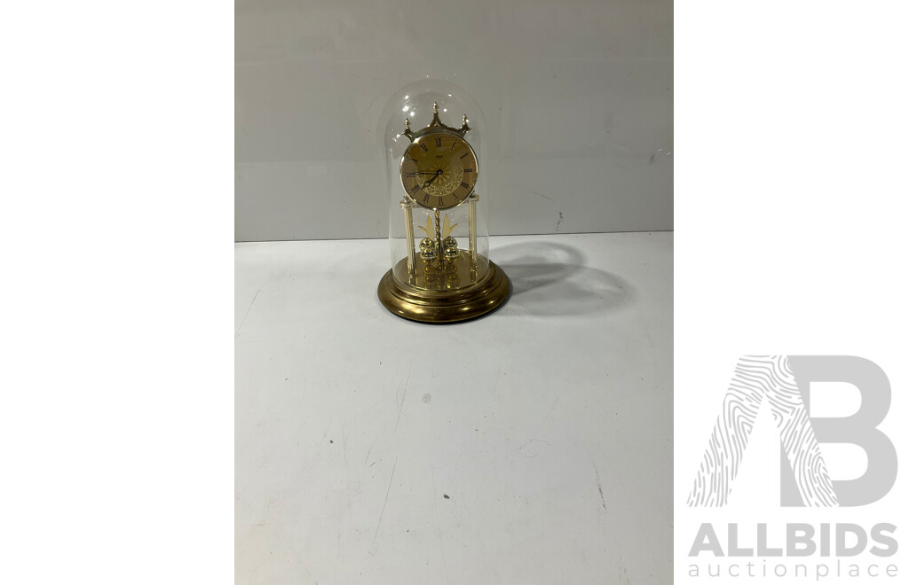 Gilt Anniversary Clock with Plastic Dome Covering