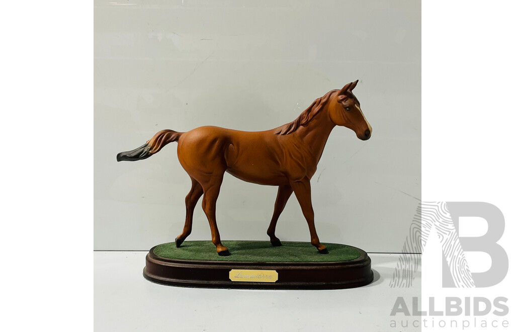 Composite Painted Statuette of Racing Horse “lammtarra”