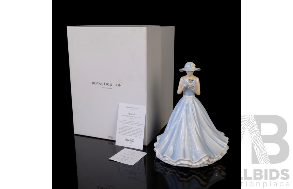 Royal Doulton Porcelain Figure in Exclusivite De Michael Doulton 2014 Series, Tallulah HN 5673, Signed by Michael Doulton to Base, in Original Box