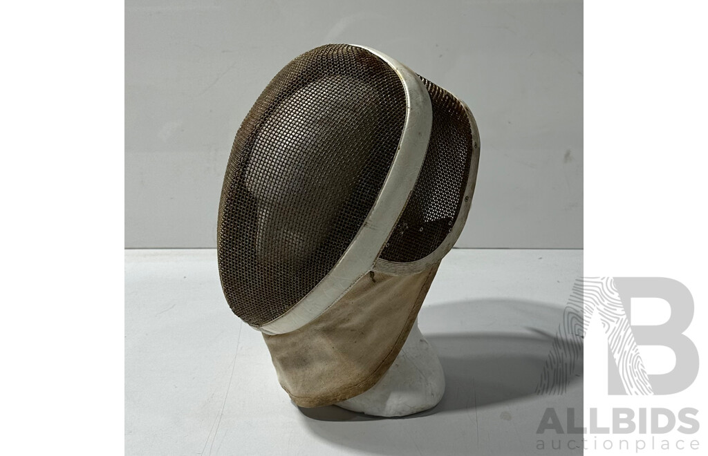 Vintage Mesh and Cloth Fencing Mask with Styrofoam Bust