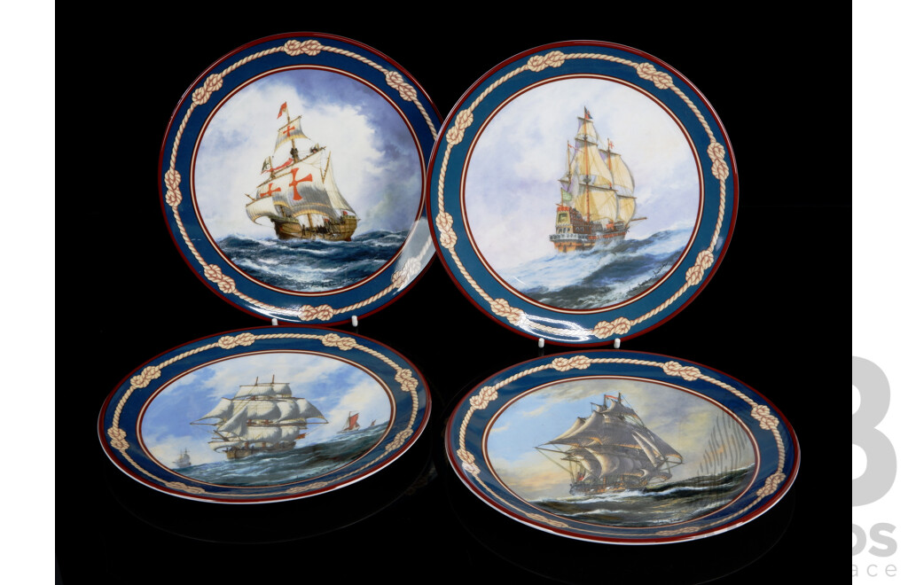 Four Limited Edition Bradex Great Ships of Discovery Collectors Plates Including The Endeavour, The Golden Hind and More