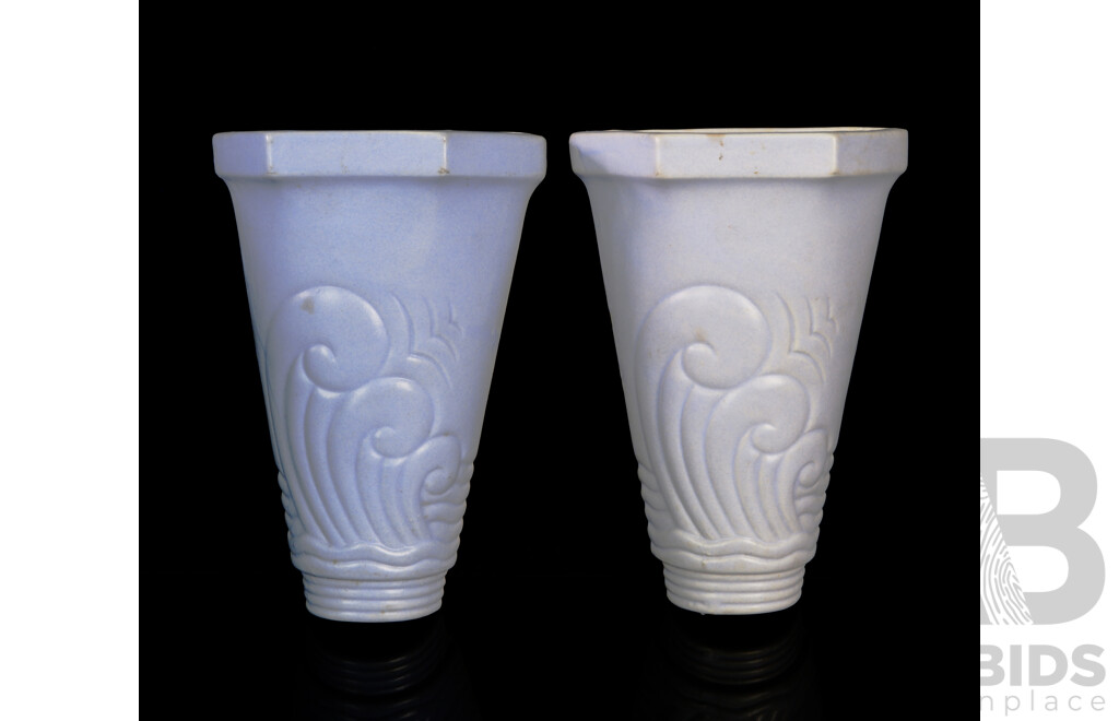 Pair of Art Deco Ceramic Wave Wall Vases