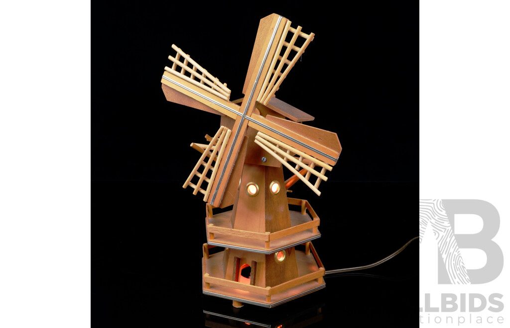 Wooden Windmill Themed Lamp