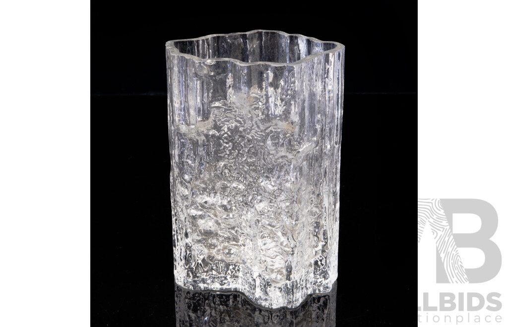 Vintage Iittala Textured Ice Glass Vase by Tapio Wirkkala