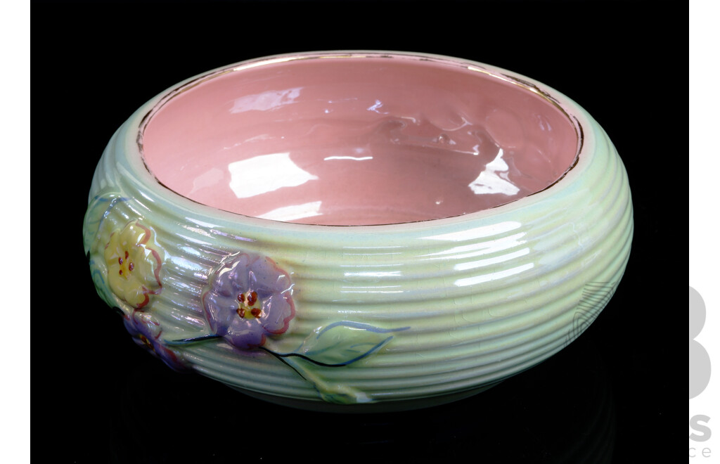 Art Deco Kalmar Lustre Bowl with Floral Feature