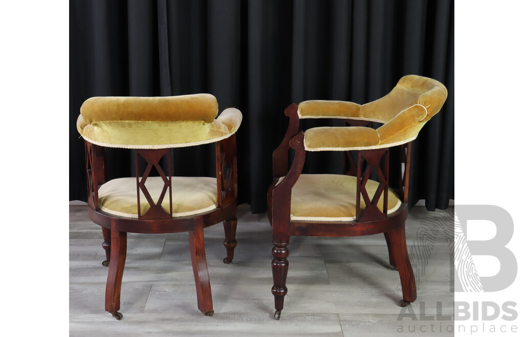 Pair of Edwardian Upholstered Tub Chairs