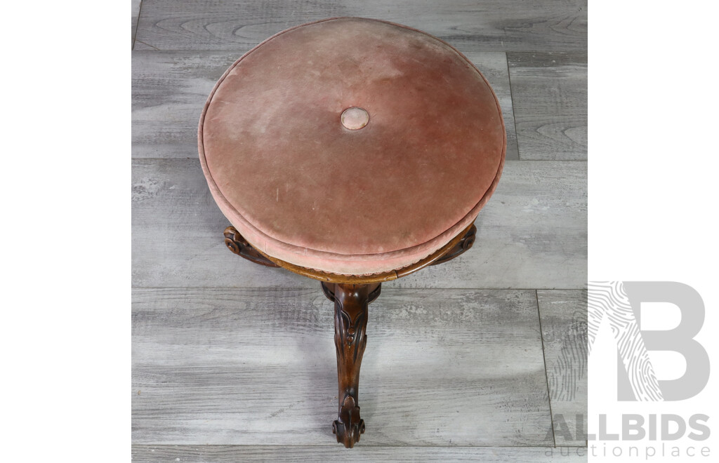 Victorian Walnut Adjustable Piano Stool