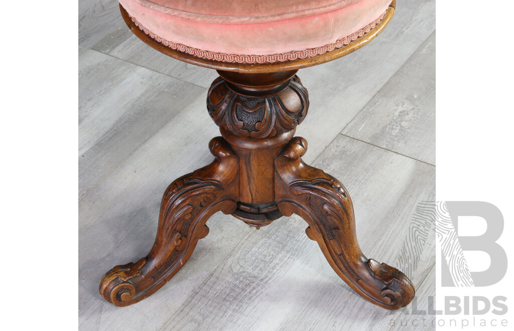 Victorian Walnut Adjustable Piano Stool