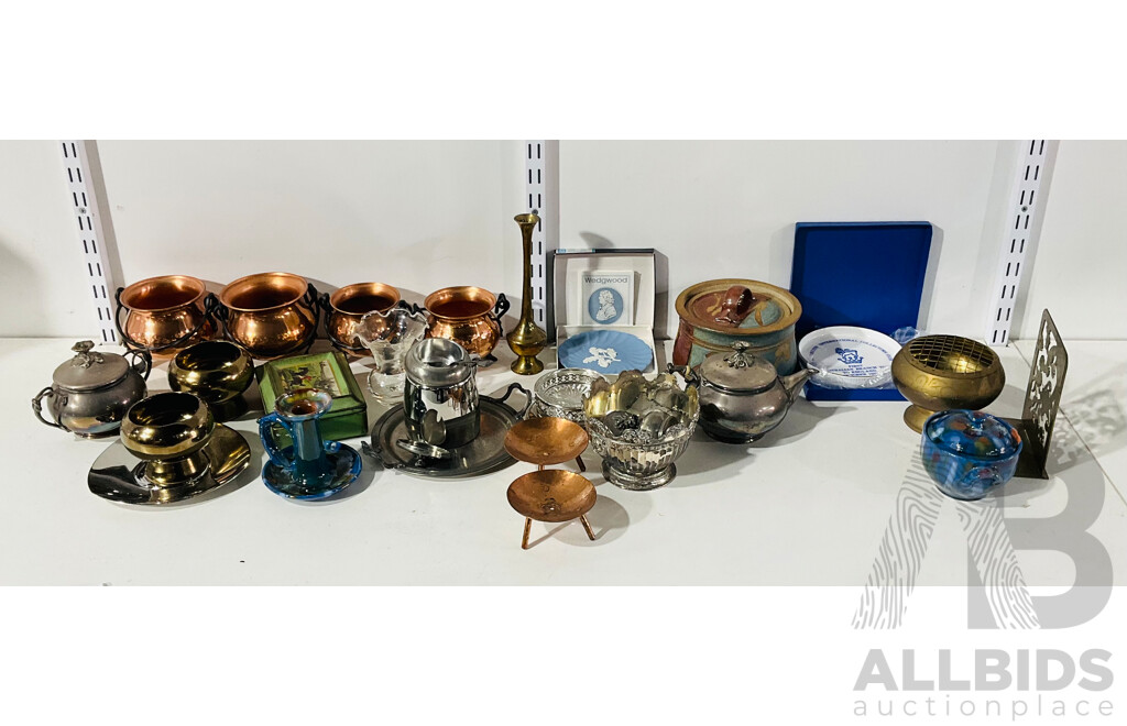 Collection of Metal and Other Homeware Including Pots, Teapots and More