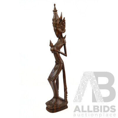 Vintage Balinese Hand Carved Macassar Ebony Statue of Female Form