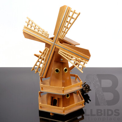 Wooden Windmill Themed Lamp