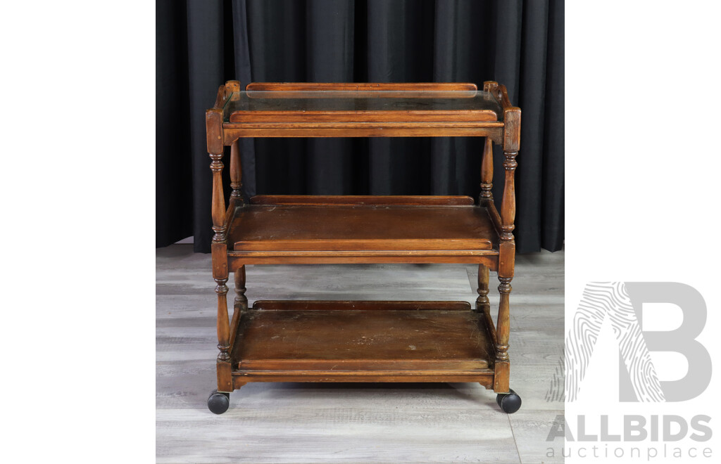 Art Deco Maple Drinks Trolley with Removable Tray