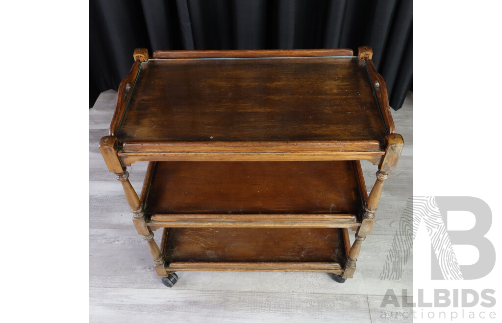 Art Deco Maple Drinks Trolley with Removable Tray