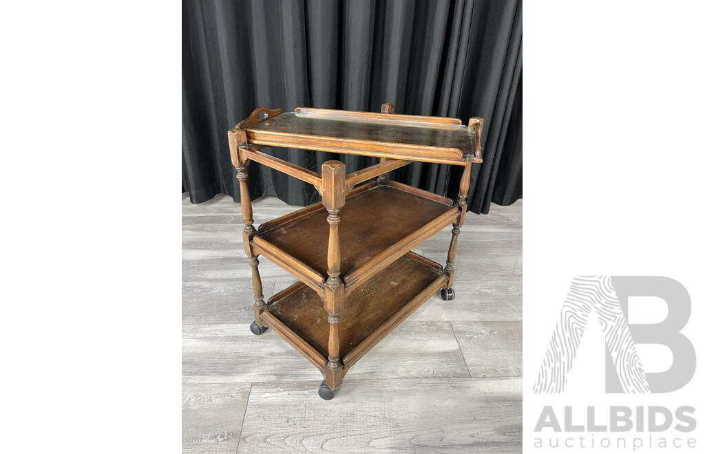 Art Deco Maple Drinks Trolley with Removable Tray