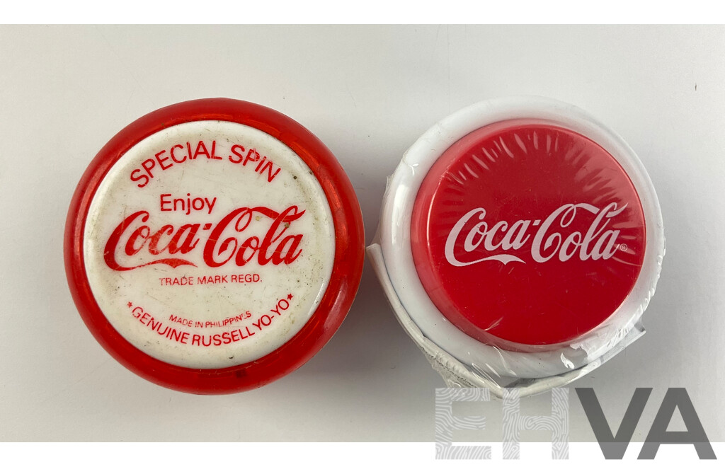 Vintage Russell Coca Cola Special Spin Yo-yo and Modern Example