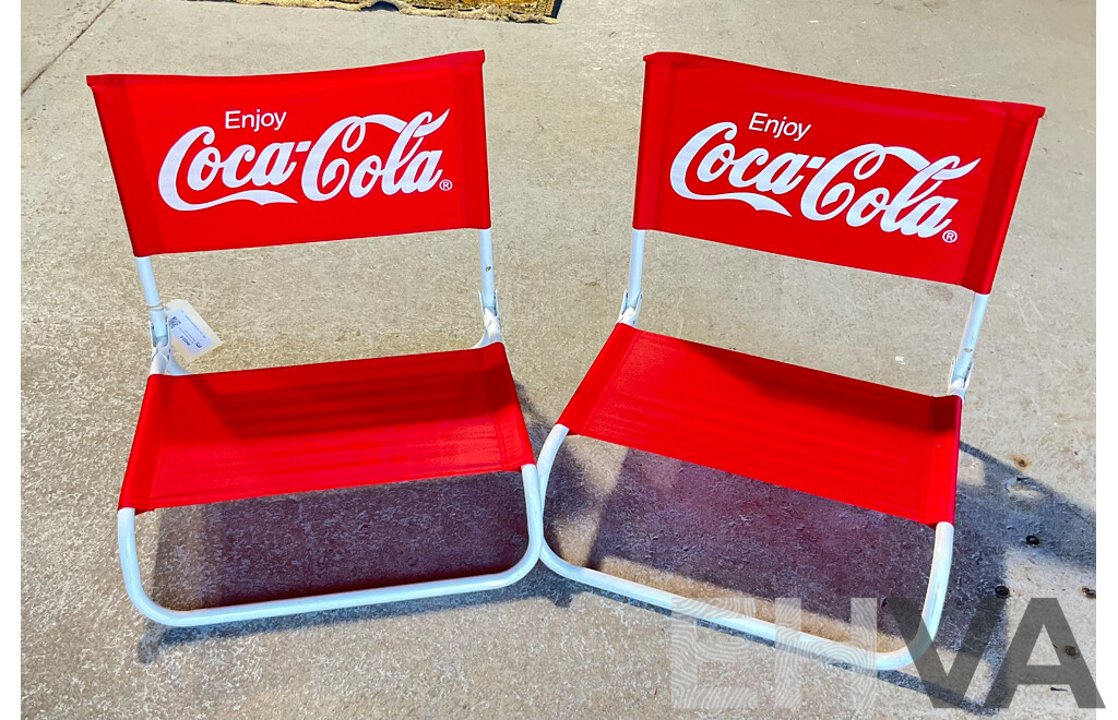 Pair of Modern Coca-Cola Folding Beach Chairs