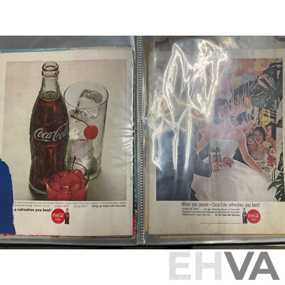 Three Albums of Coca Cola 1950's-1970's Magazine Advertisements, Event Pamphlets, Coca Cola Related News and More