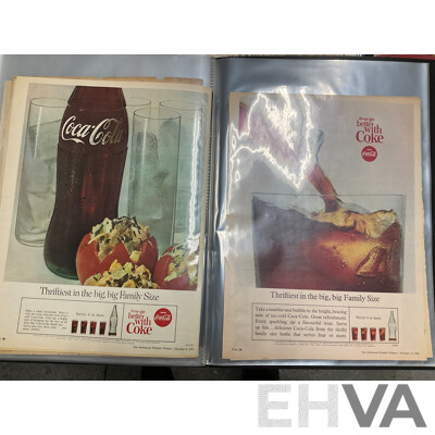 Three Albums of Coca Cola 1950's-1970's Magazine Advertisements, Event Pamphlets, Coca Cola Related News and More