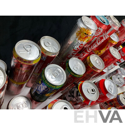 Collection of Vintage Commemorative and Collectable Coca Cola Cans Including Scatman John, Lineage 4, Athens 2004 Plush Bear in Can, 500ml Steel Can and More