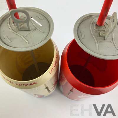 Two Vintage Coca Cola Can Straw Dispensers Including Diet Coke