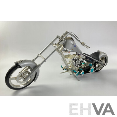 Model BMW R1200, American Chopper Jet Bike, Custom Harley Made From Twisted Wire and Dakota Steel HZ Panel Van
