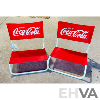 Pair of Modern Coca-Cola Folding Beach Chairs