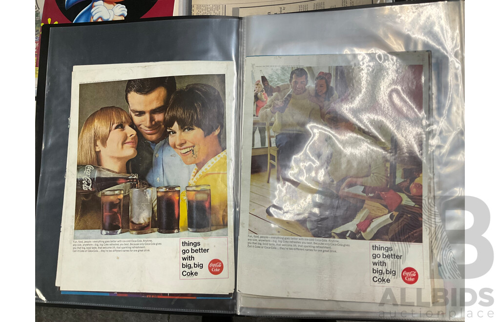 Three Albums of Coca Cola 1950's-1970's Magazine Advertisements, Event Pamphlets, Coca Cola Related News and More