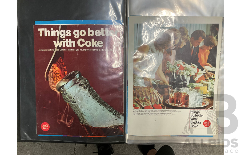 Three Albums of Coca Cola 1950's-1970's Magazine Advertisements, Event Pamphlets, Coca Cola Related News and More