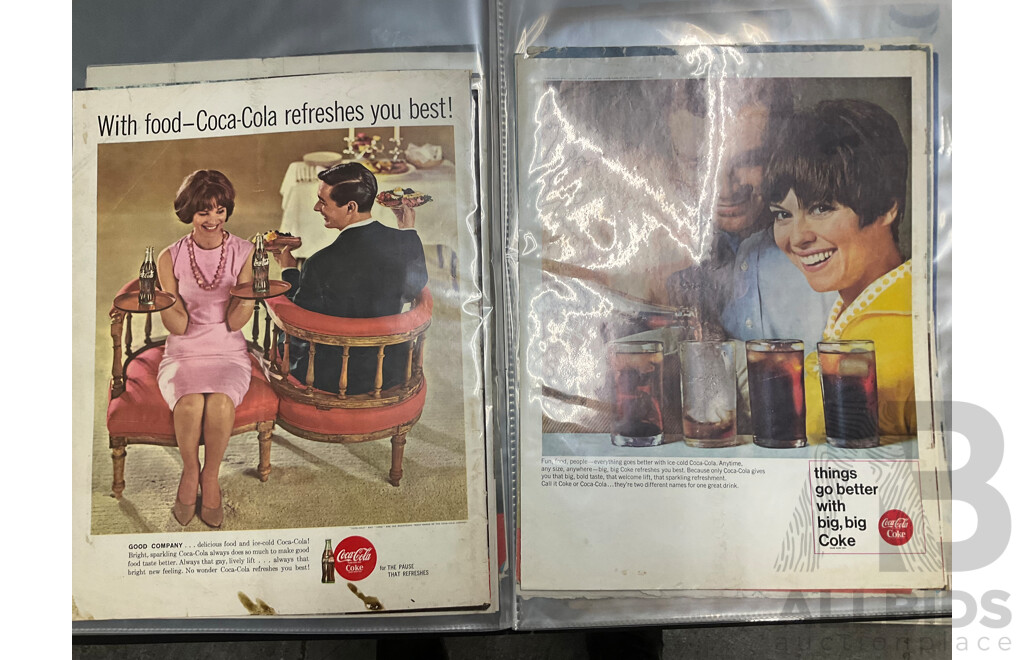 Three Albums of Coca Cola 1950's-1970's Magazine Advertisements, Event Pamphlets, Coca Cola Related News and More