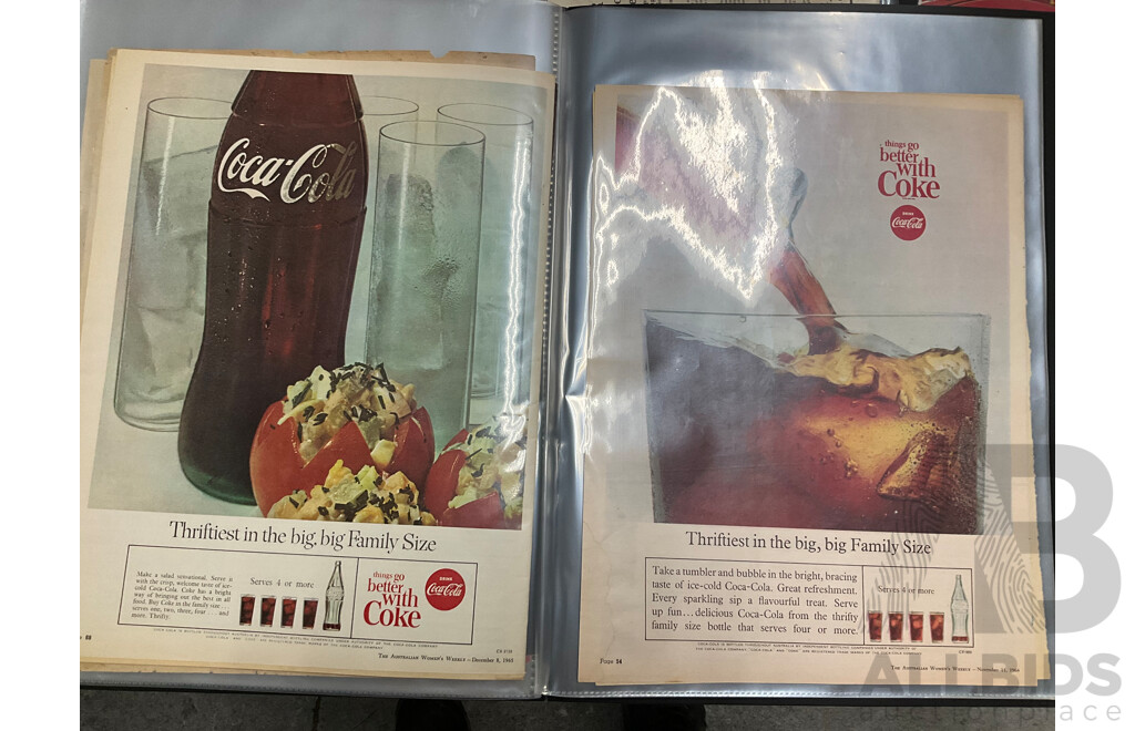 Three Albums of Coca Cola 1950's-1970's Magazine Advertisements, Event Pamphlets, Coca Cola Related News and More