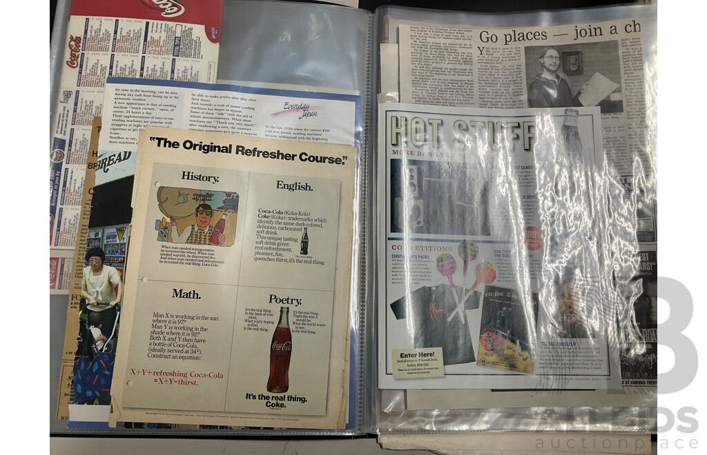 Three Albums of Coca Cola 1950's-1970's Magazine Advertisements, Event Pamphlets, Coca Cola Related News and More