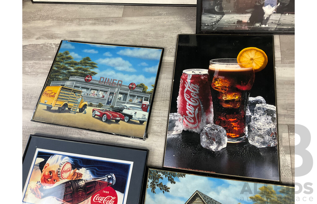 Coca Cola Wall Hangers Including Framed 'Always Cool', Classic and Young Couple