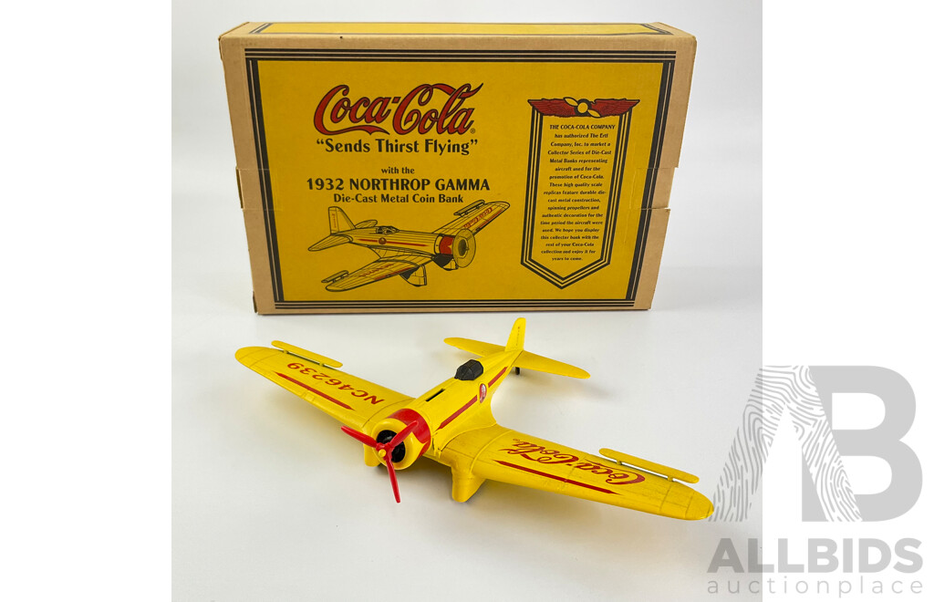 Ertl Diecast Coca Cola 1932 Northrop Gamma Coin Bank