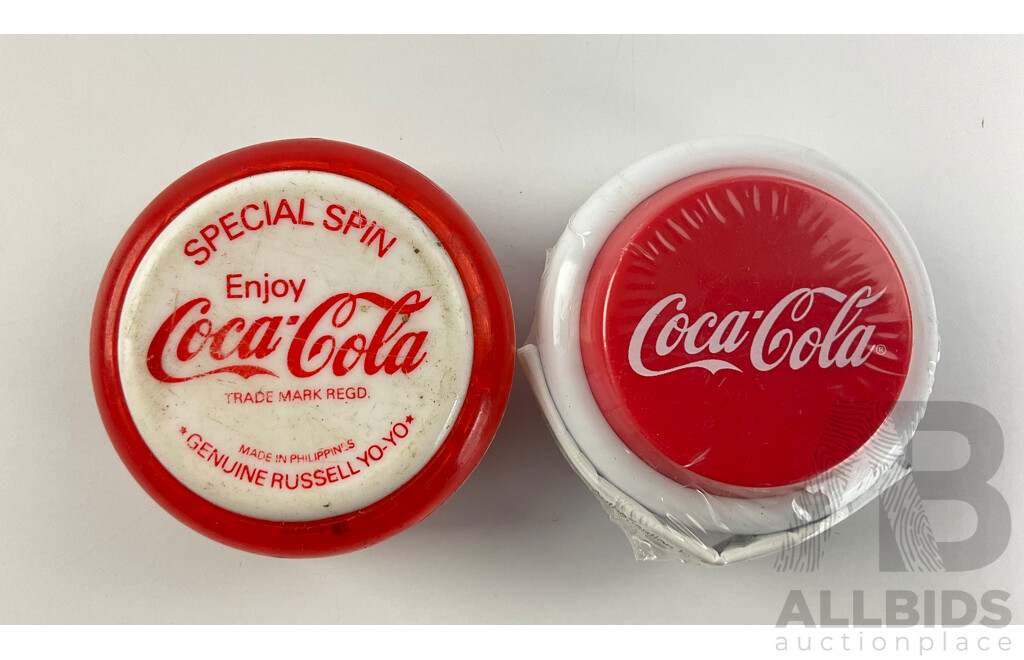 Vintage Russell Coca Cola Special Spin Yo-yo and Modern Example