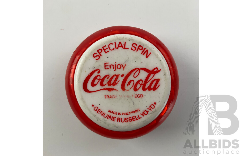 Vintage Russell Coca Cola Special Spin Yo-yo and Modern Example