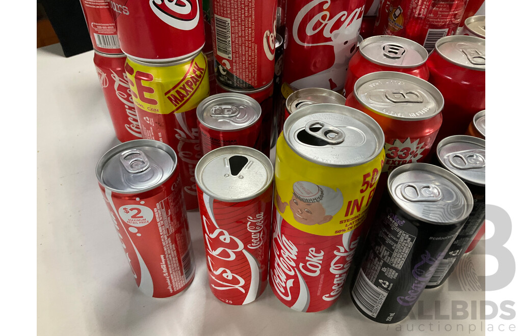 Collection of International and Commemorative Coca Cola/Fanta/Sprite Cans and Money Boxes, Aluminium, Steel and Plastic Including Classic, Christmas, Summer, Olympics