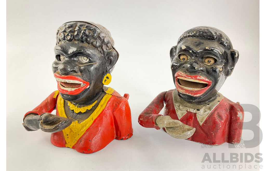 Reprduction Americana Dinah and Greedy Boy Cast Iron Money Boxes