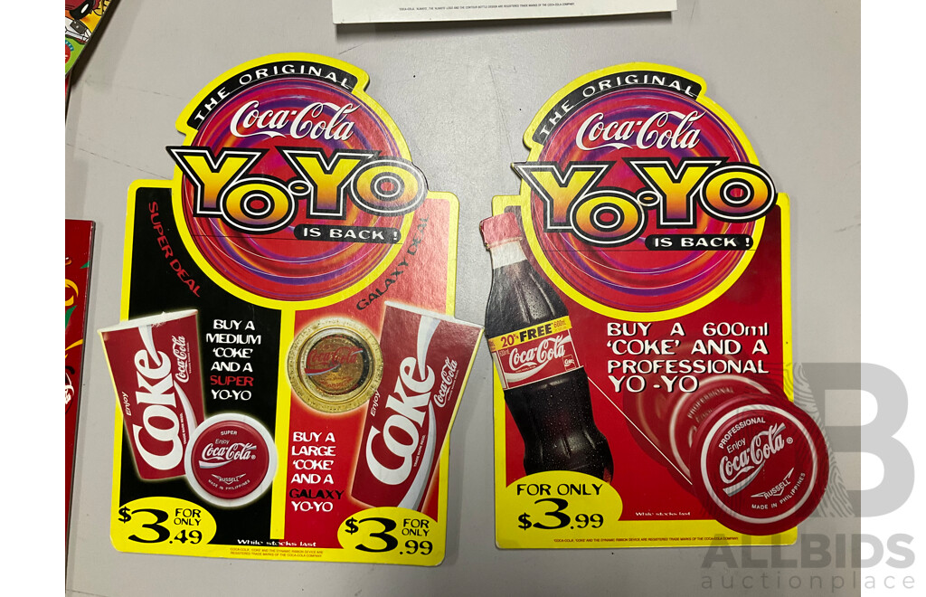 Collection of 1990's Coca Cola Retail/Promotion Signs Including Always Coca Cola, Vanilla Coke, Atlanta Olympics and More